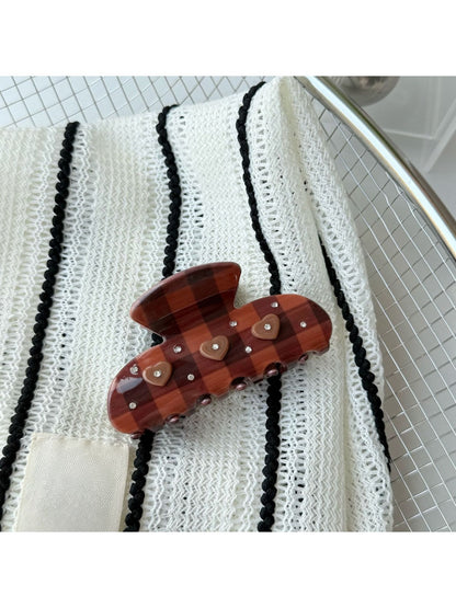 Beau - Brown Plaid Hair Claw Clip