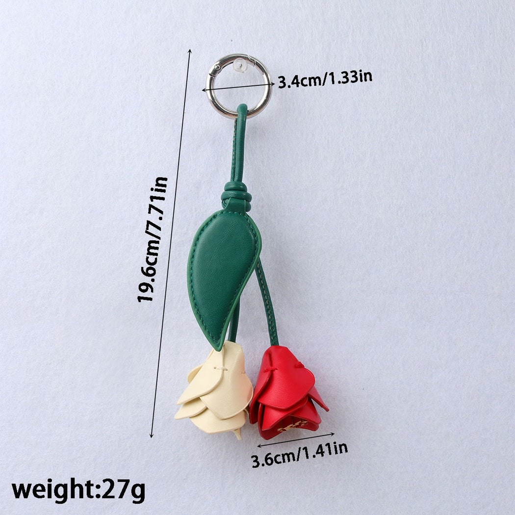 Keypus - Double Color Rose Flower Bag Charm Keychain