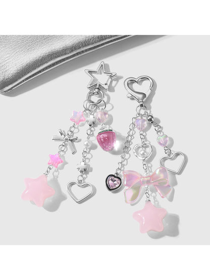 Keypus - Y2K Sweet Heart Strawberry Star Bag Charm Keychain