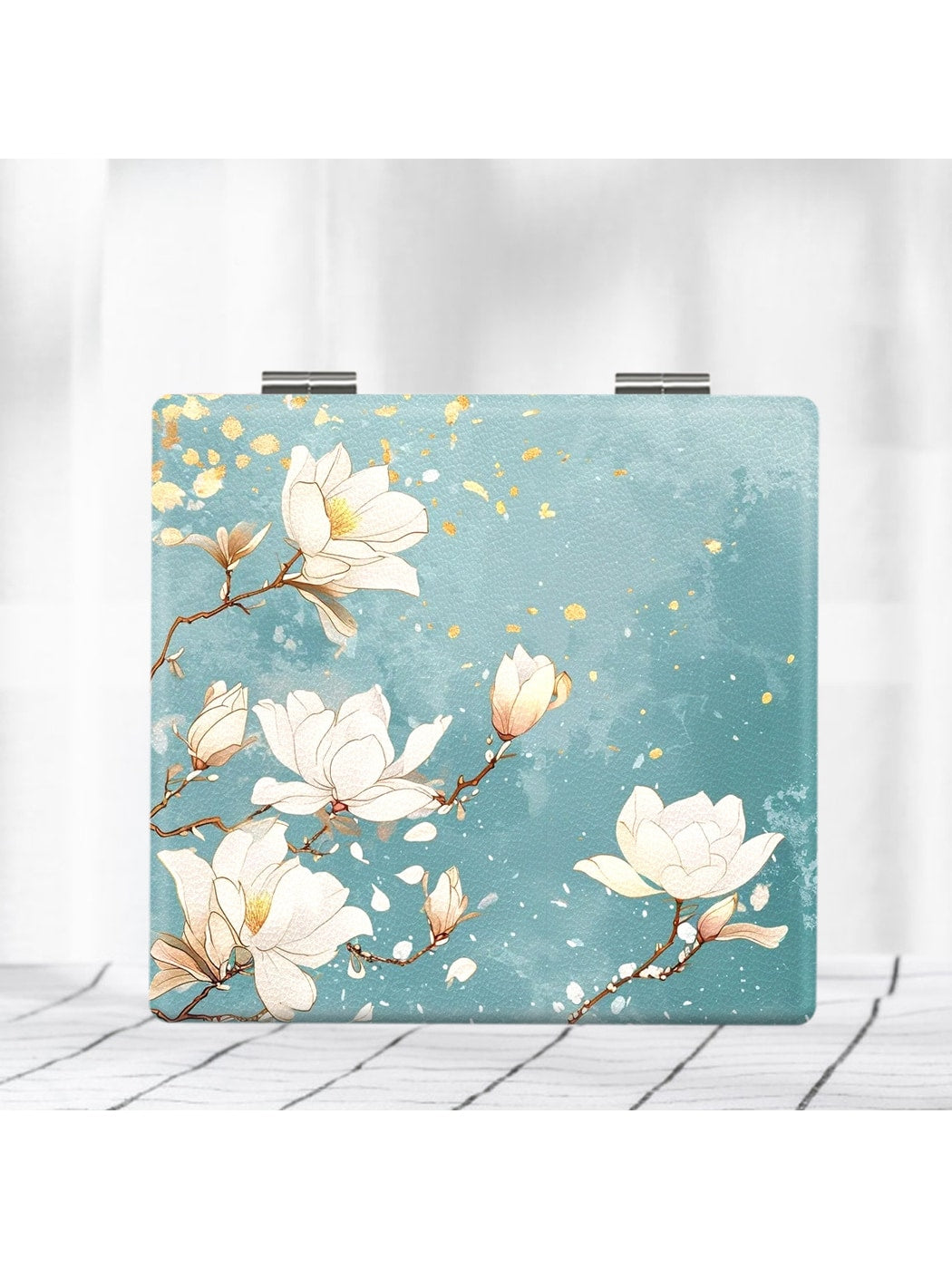 Mirroray - Floral Print Foldable Glass Compact Mirror