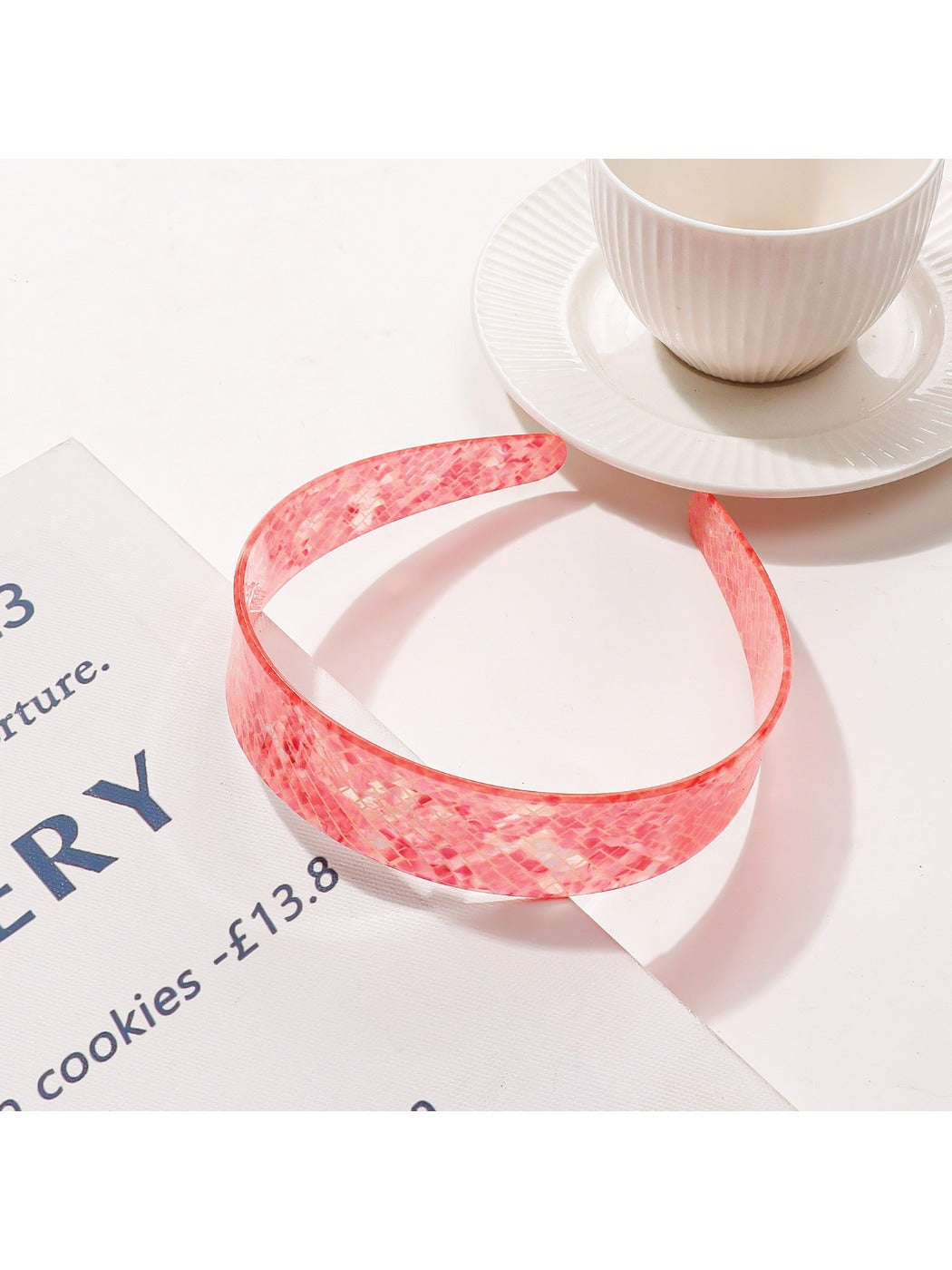 Gifty - Glossy PVC Grid Texture Wide Headband
