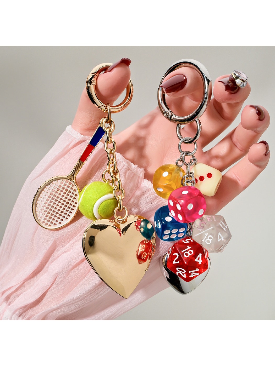 Keypus - Dice and Heart Decorative Bag Charm Keychain