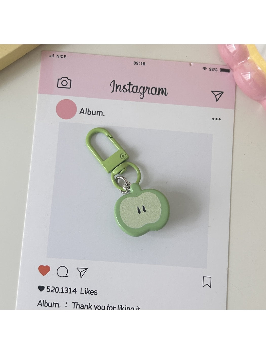 Keypus - Cute Half Apple Bag Charm Keychain Accessory