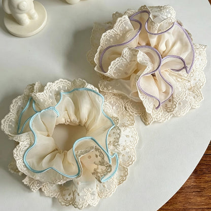 Gifty - Lace Trim Ruffle Polyester Scrunchie