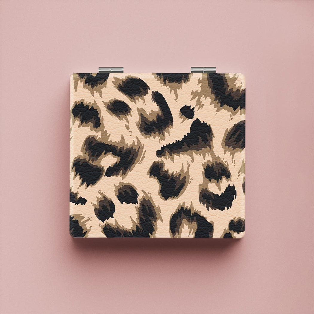 Mirroray - Leopard Print PU Foldable Makeup Mirror