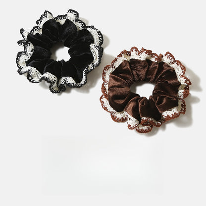Gifty - Retro Velvet Lace Trim Scrunchie