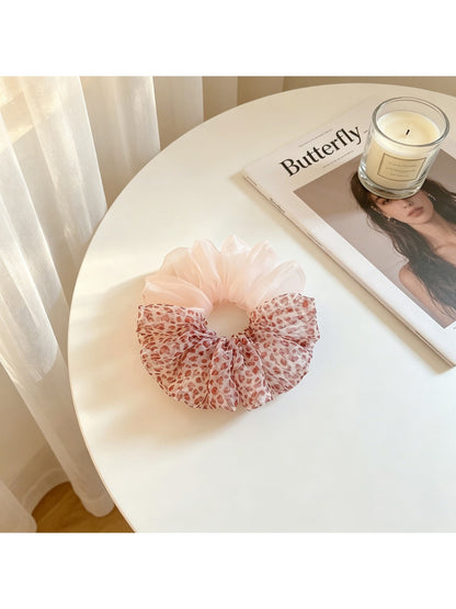 Gifty - Floral Mesh Ribbon Ponytail Flower Hair Tie