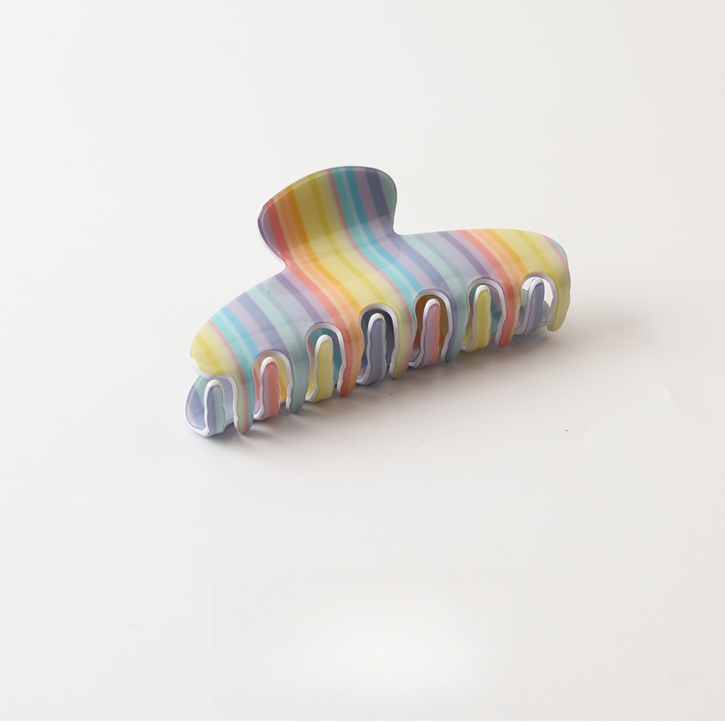 Beau - Glossy Rainbow Stripe PVC Claw Clip