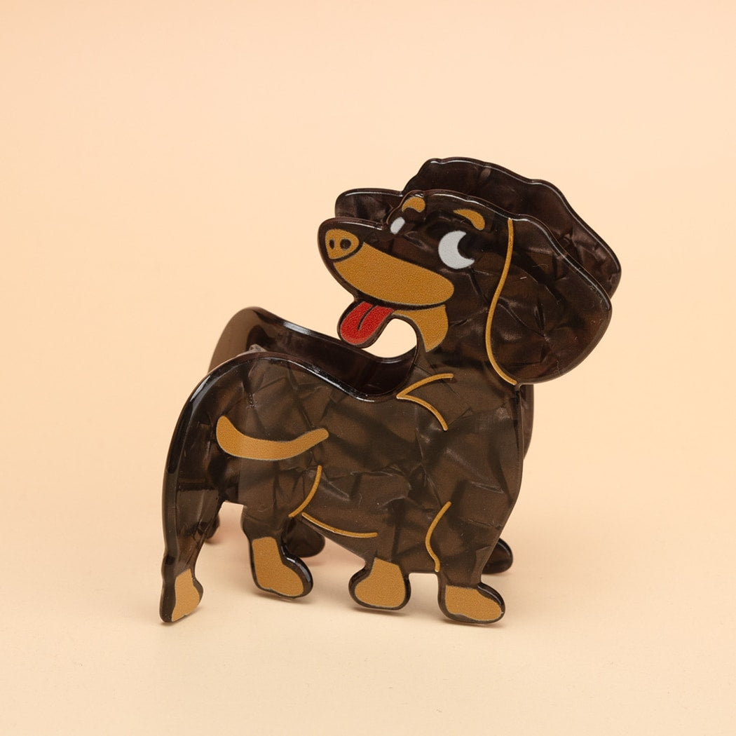 Beau - Black Cartoon Dog PVC Claw Clip