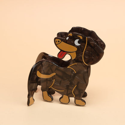 Beau - Black Cartoon Dog PVC Claw Clip
