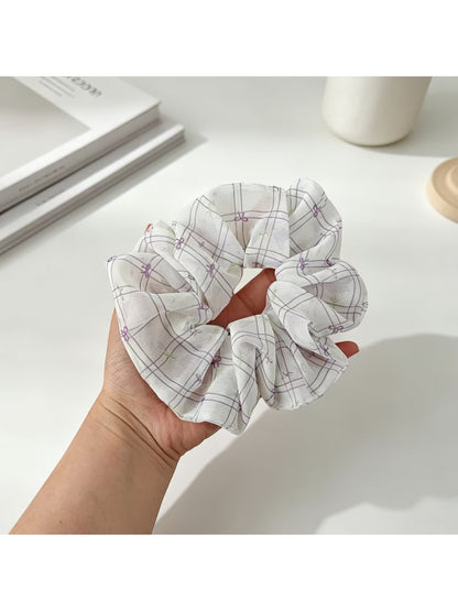 Gifty - Simple Plaid Geometric Pattern Hair Scrunchie