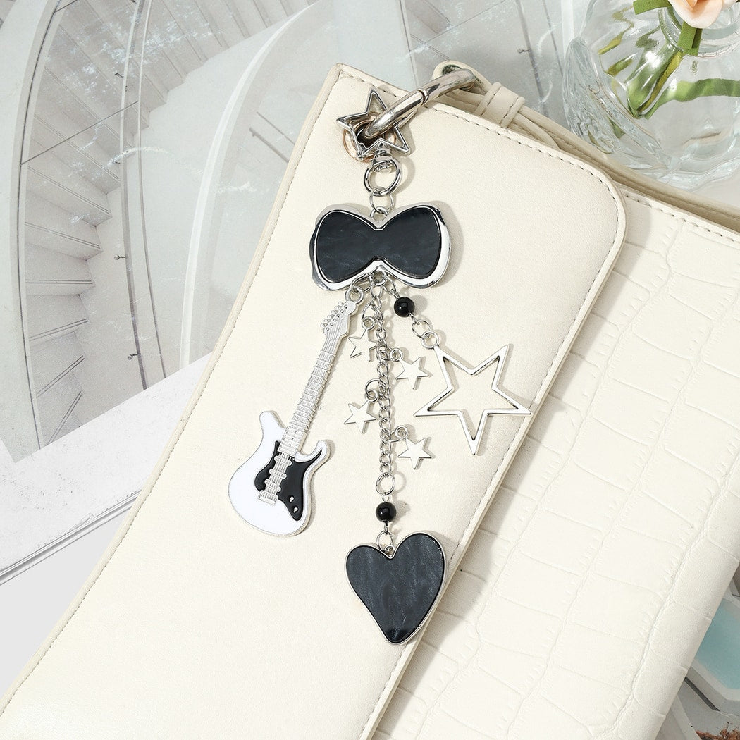 Keypus - Retro Silver Black Guitar Keychain
