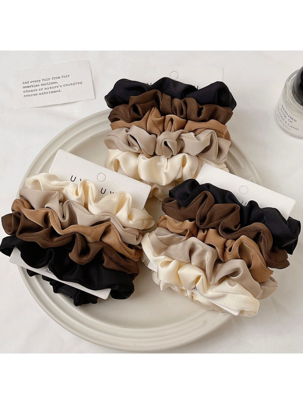 Gifty - 5PCS Colorful Satin Hair Scrunchies Set