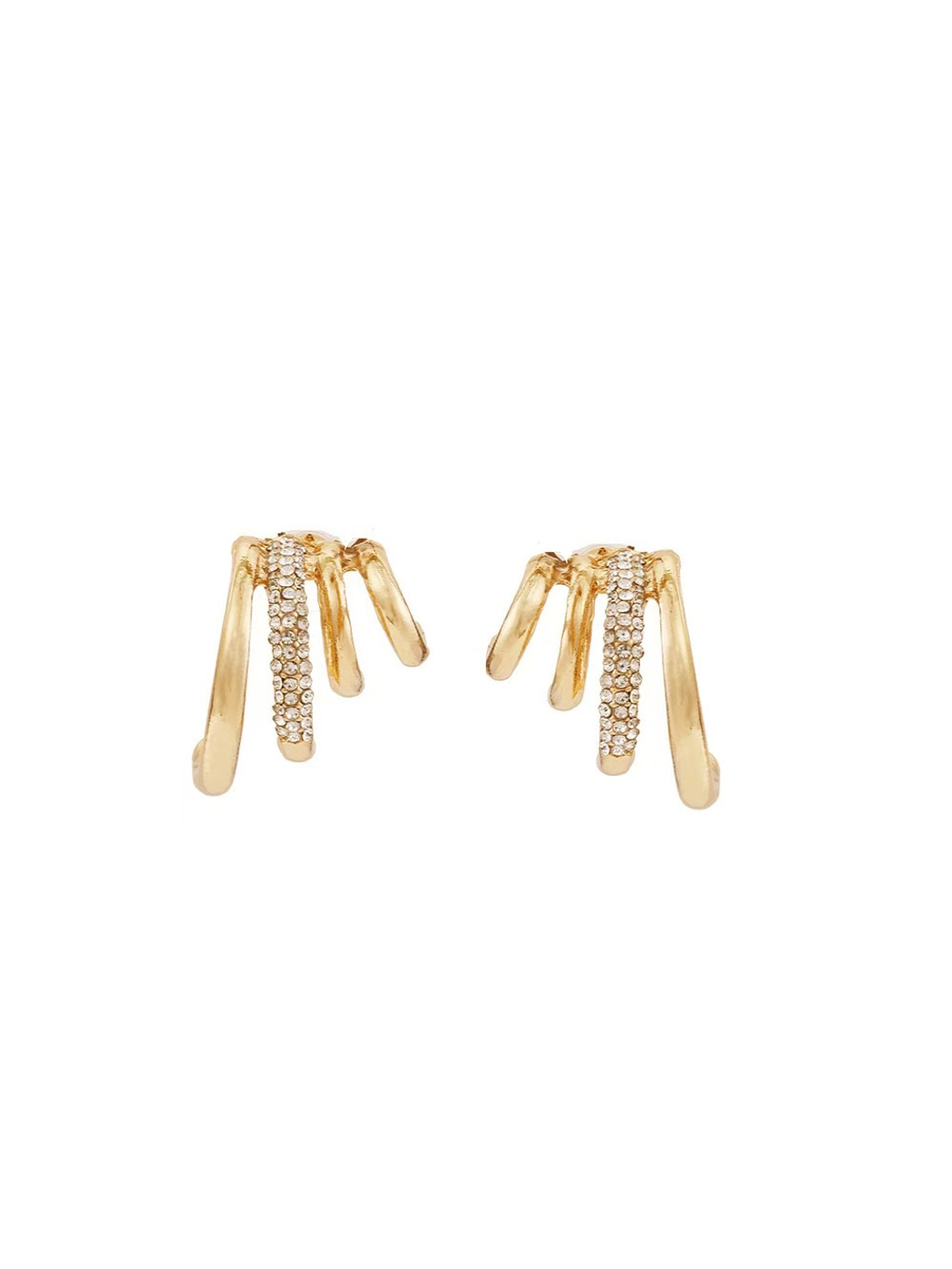 Earedge - Geometric Plated Alloy Curve Design Earrings