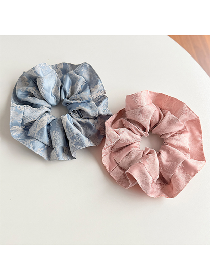 Gifty - Vintage Satin Ink Print Oversized Scrunchie