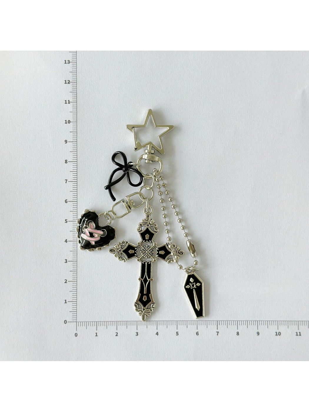 Keypus - Gothic Cross Heart Charm Alloy Bag Pendant Keychain