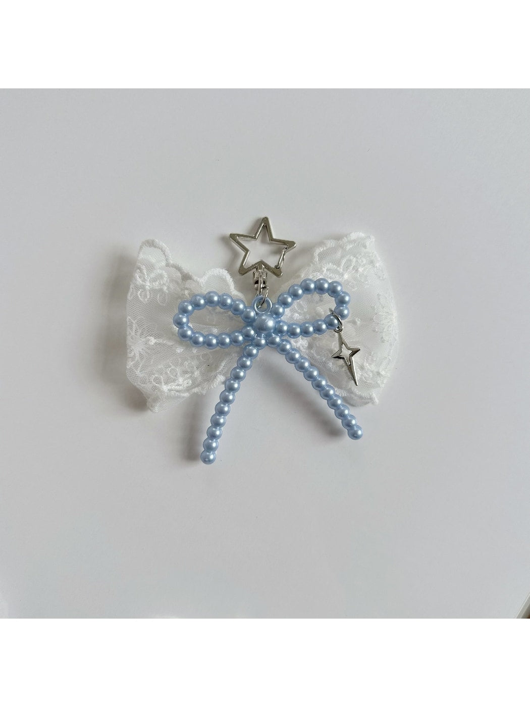 Keypus - Sweet Lace Heart Charm Bow Bag Accent Keychain
