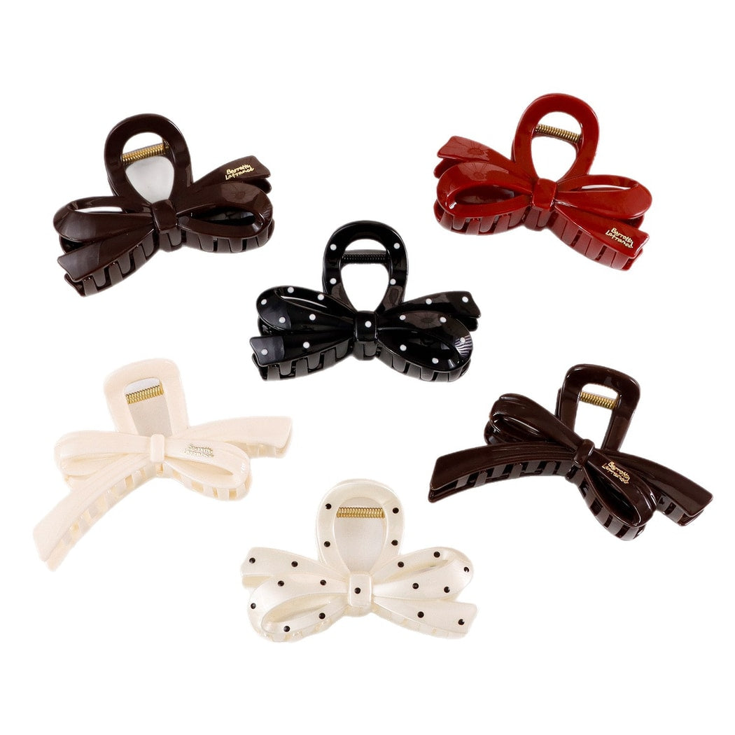 Beau - Glossy Solid Bow Ribbon Claw Clip