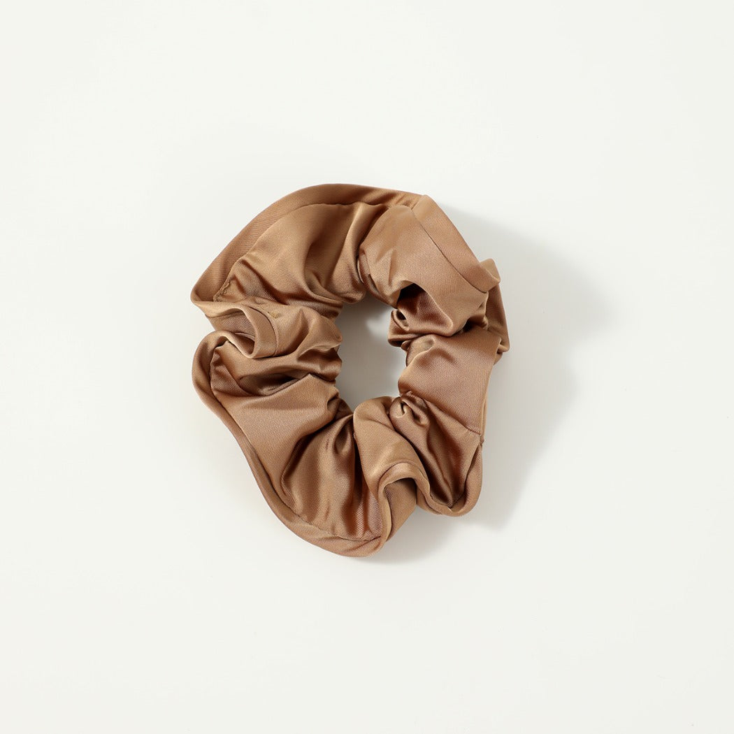 Gifty - Solid Color Satin Scrunchie with Ruffle Detail