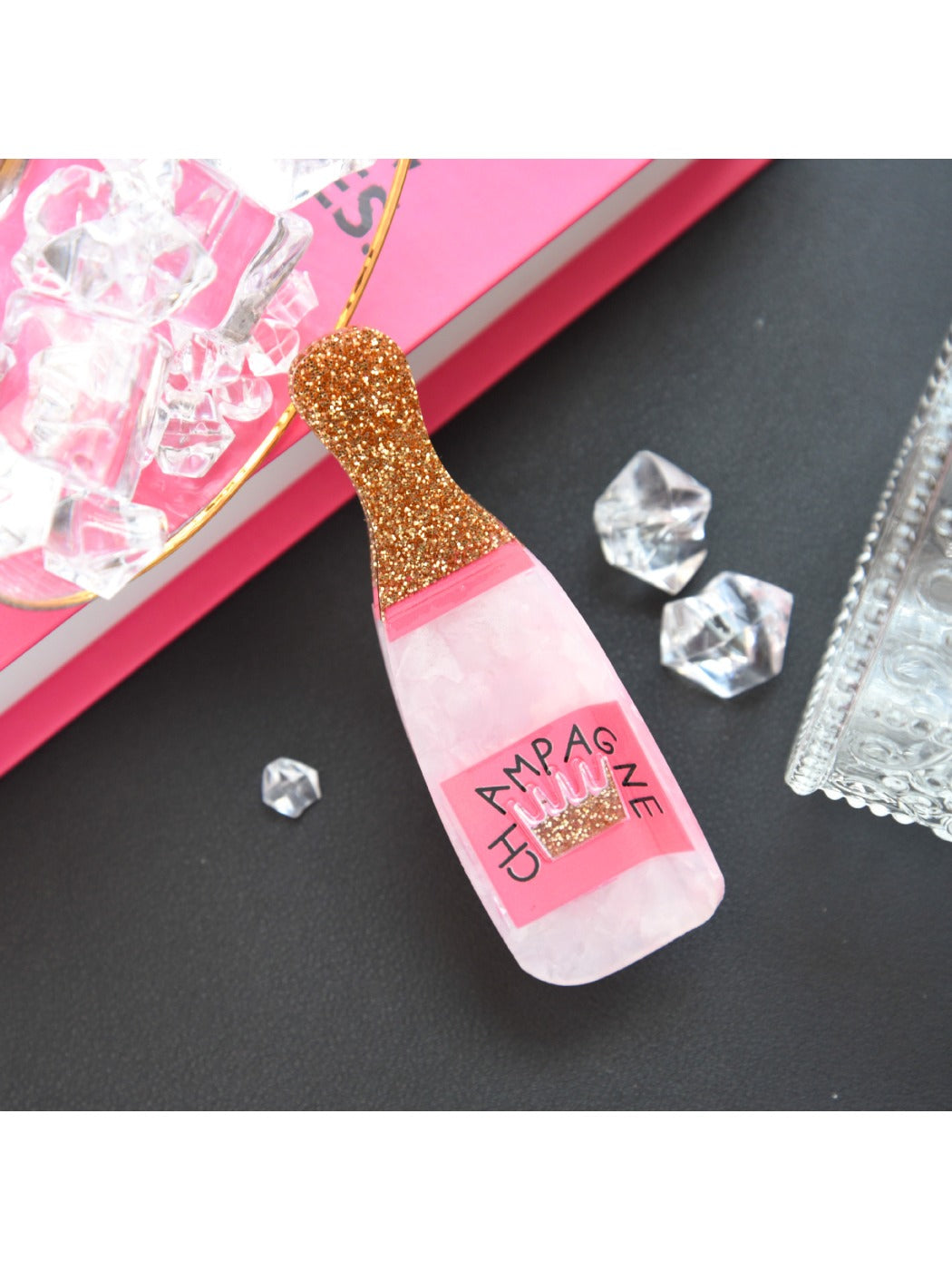 Beau - Pink Wine Bottle Hair Claw Clip