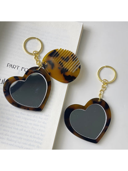 Keypus - Heart Shaped Mirror Comb Keychain