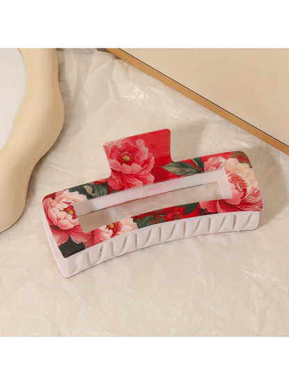Beau - Square Openwork Floral Hair Claw Clip