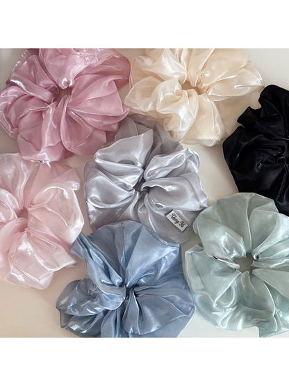 Gifty - Sheer Glossy Ruffle Polyester Scrunchie
