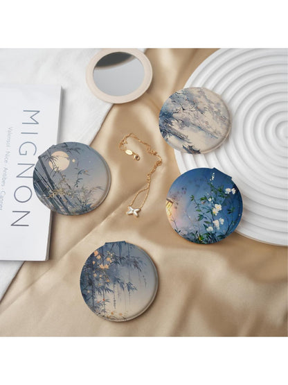Mirroray - Vintage Scenery Patterned Round Compact Mirror
