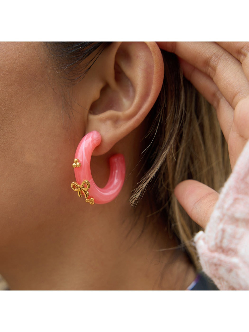 Earedge - Sweetheart Pink Bow Earrings