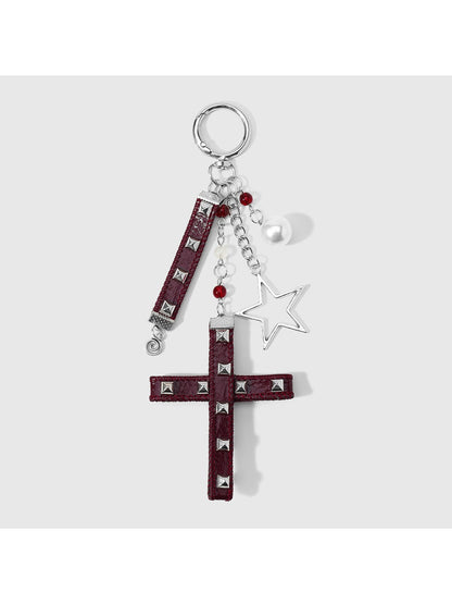 Keypus - Retro Studded Cross Star Music Note Keychain