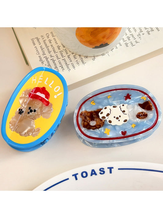 Beau - Puppy Print Round-Shaped Hair Clip