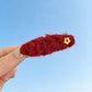 Beau - Red Plush Floral Accent Hair Clip