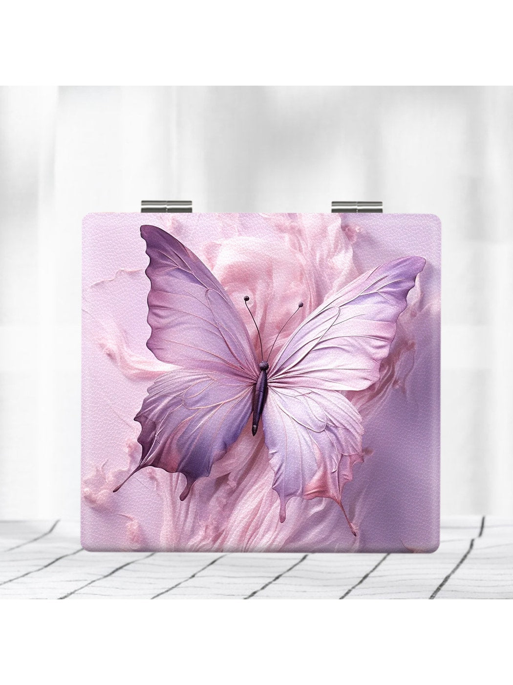 Mirroray - Butterfly Print PU Folding Vanity Mirror