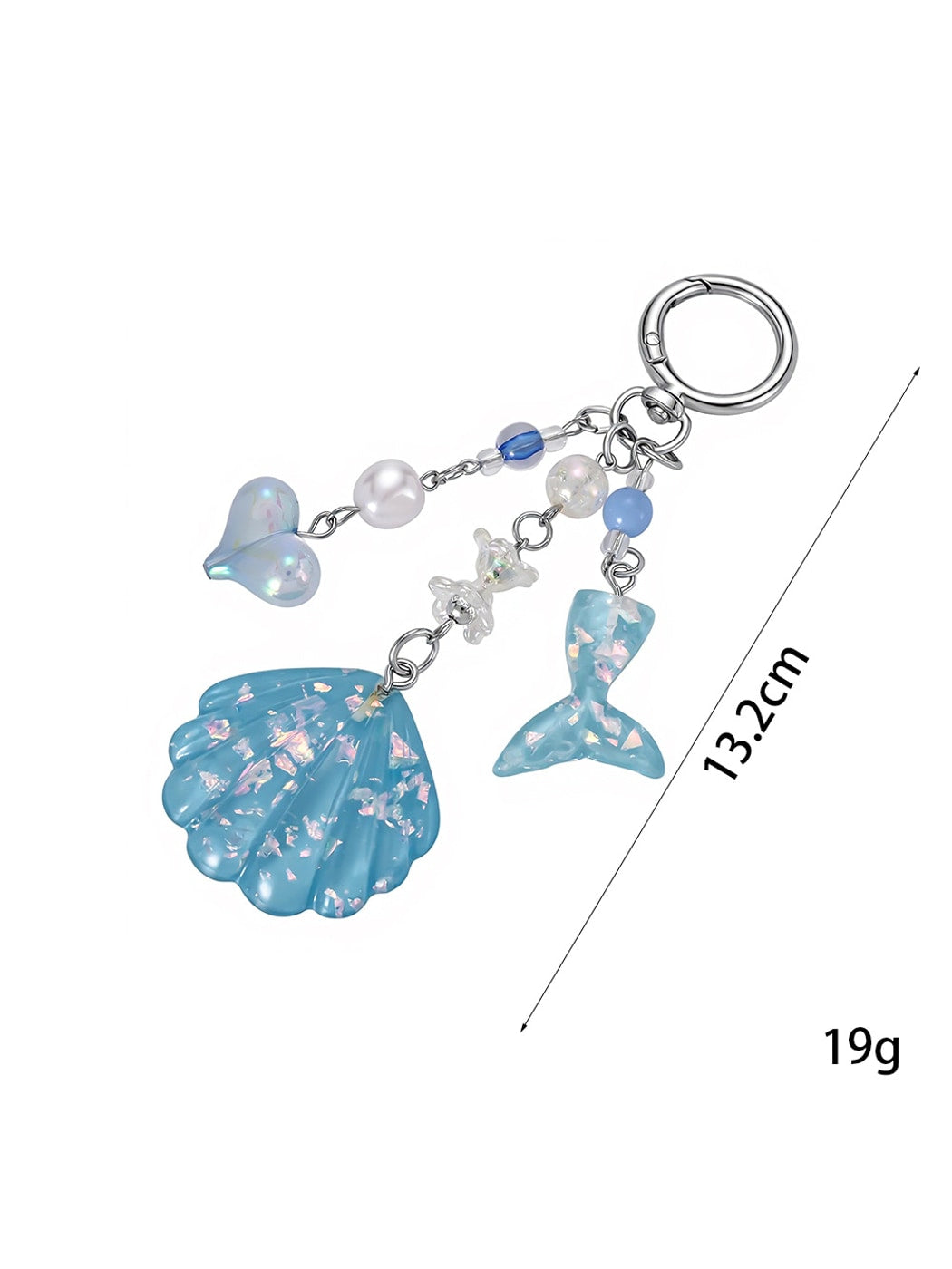 Keypus - Decorative Shell and Fish Tail Purse Charm Keychain