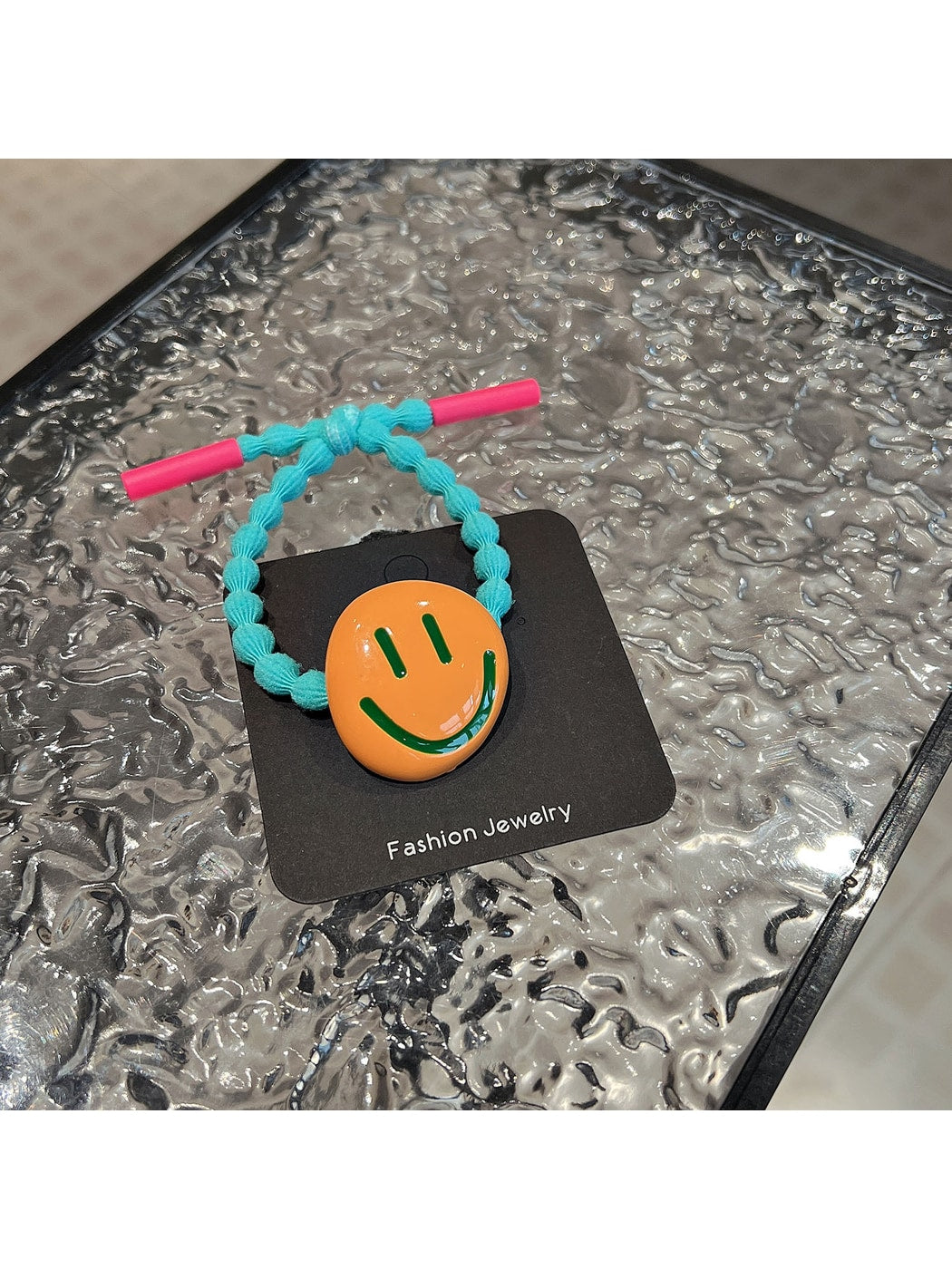 Gifty - Playful Smiley Face Elastic Ponytail Hair Tie