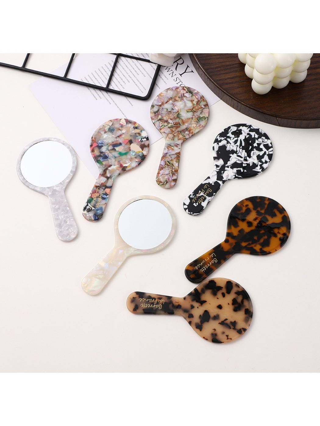 Mirroray - Small Round Mirror With Acetic Acid Handle