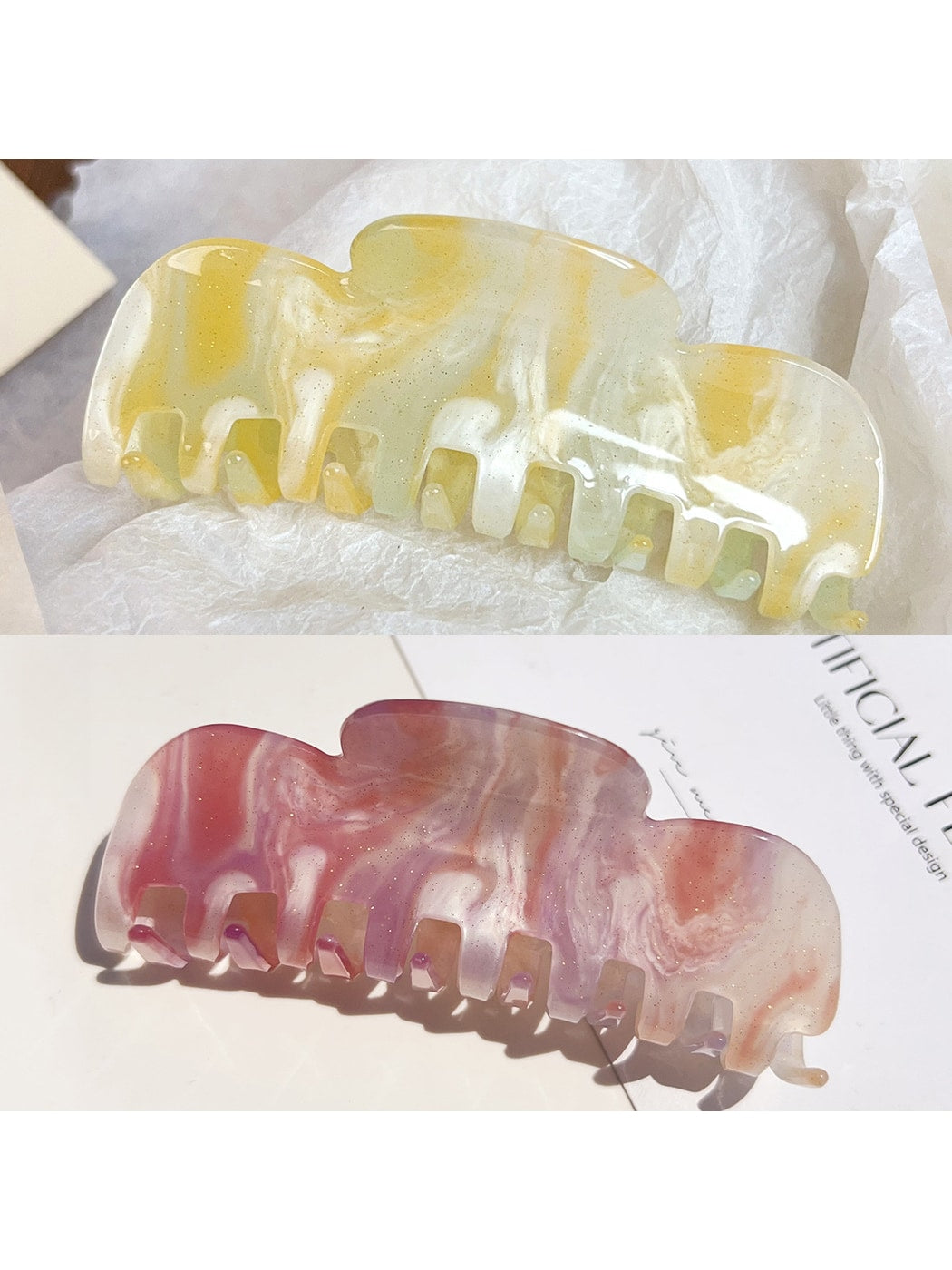 Beau - Glossy Acrylic Geometric Wave Claw Clip
