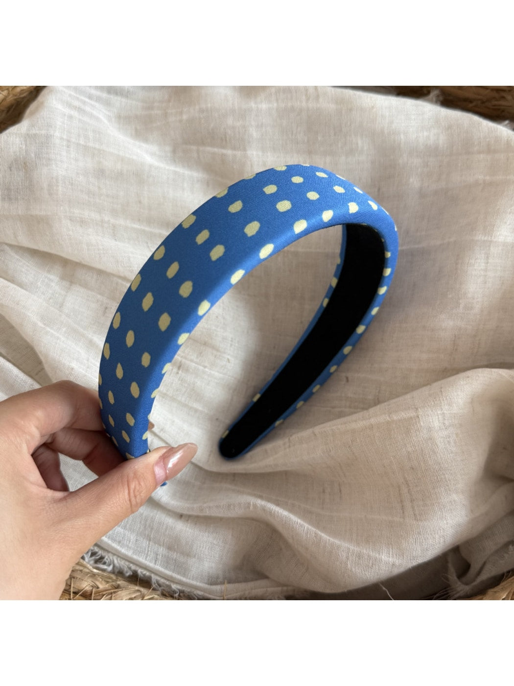 Gifty - Polka Dot Padded Fabric Wide Form Headband