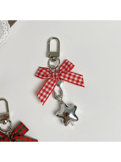 Keypus - Five Point Star Bow Flocked Holiday Keychain