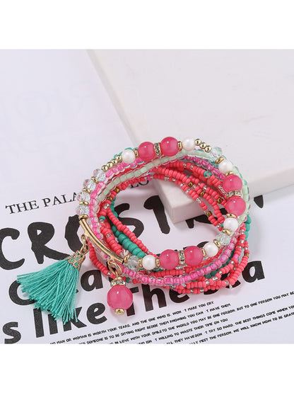 Lovra bracelet worn on wrist with natural light highlighting bead colors