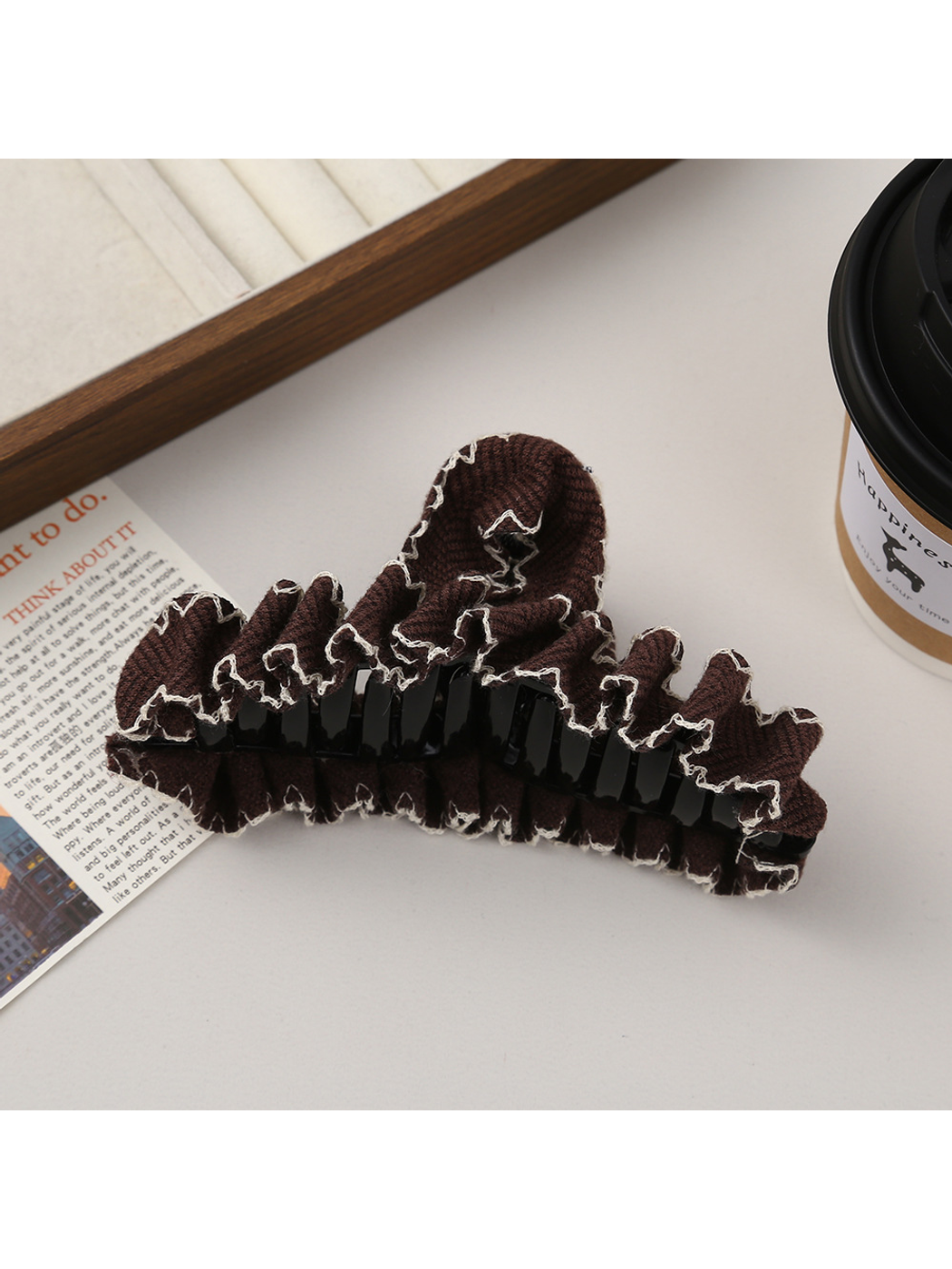 Beau - Pleated Heart Detail Claw Hair Clip