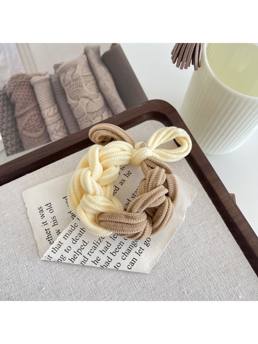 Gifty - Braided Nylon Bow Style Stretch Hair Tie