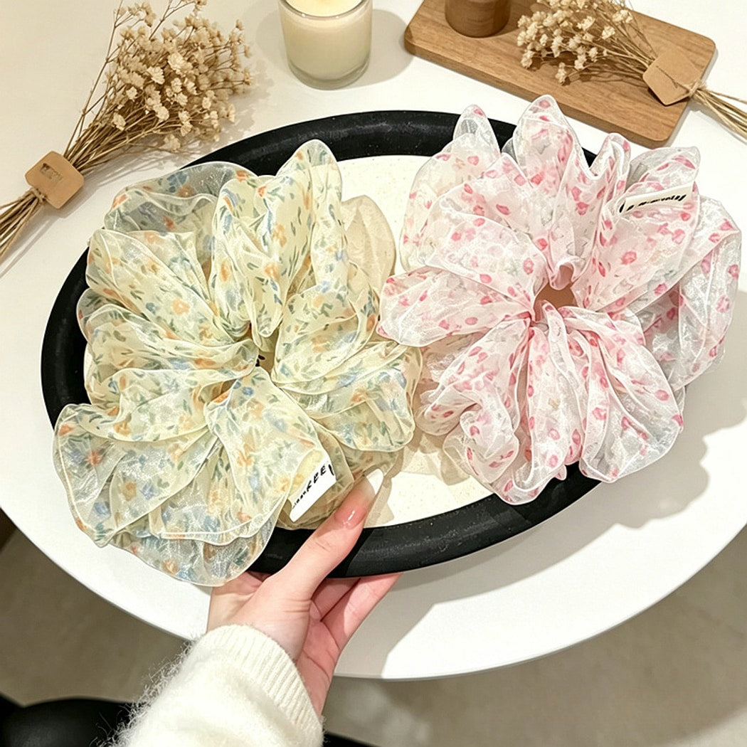 Gifty - Floral Mesh High Elastic Polyester Scrunchie