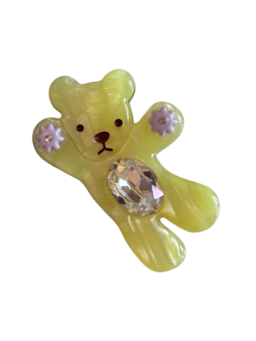 Beau - Cute Bear Oval Rhinestone Side Hair Clip