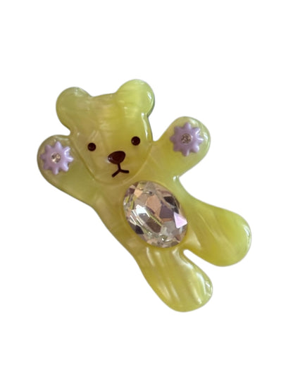 Beau - Cute Bear Oval Rhinestone Side Hair Clip