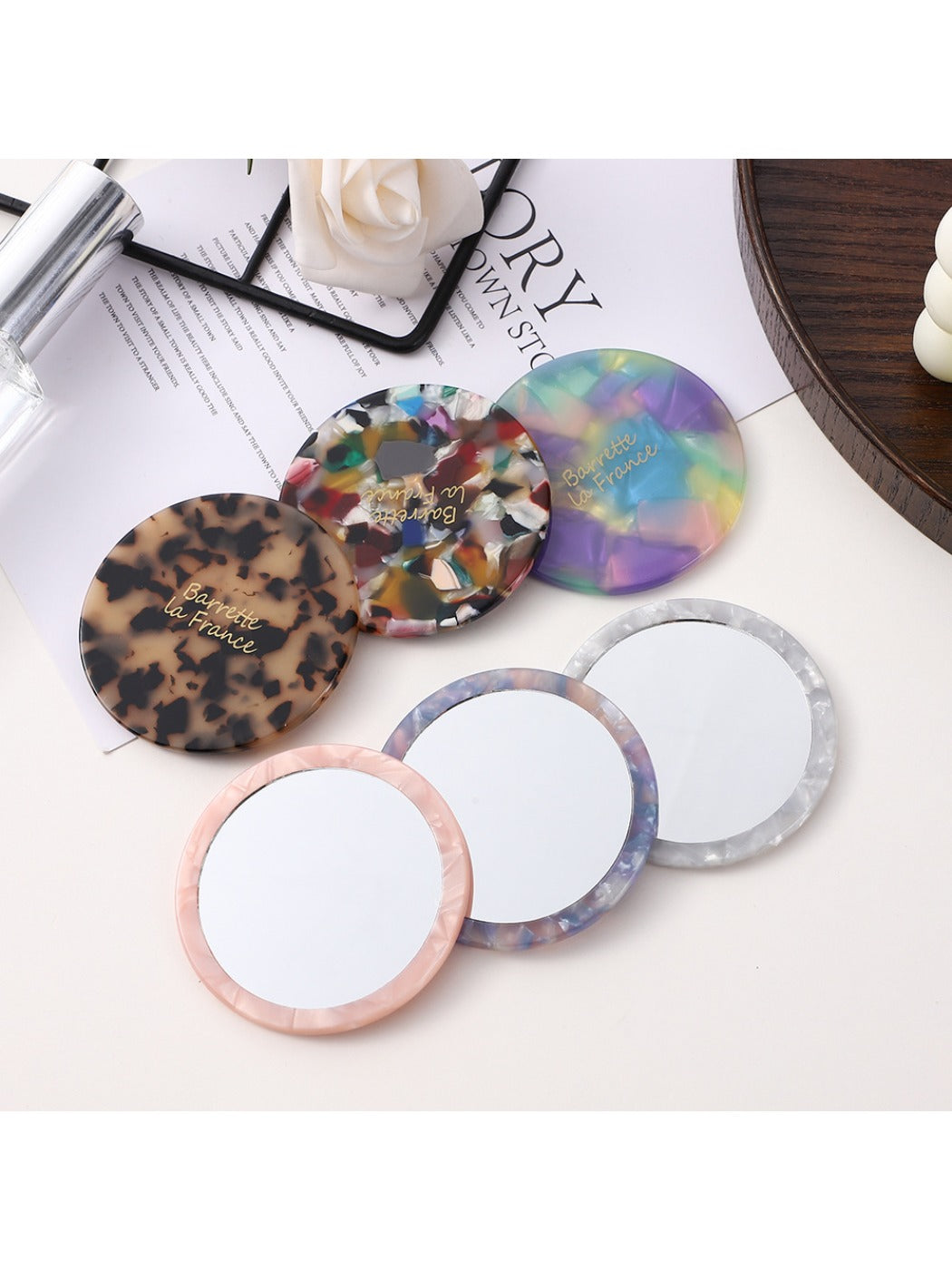 Mirroray - Acetic Acid Round Simple Multi-Color Small Mirror