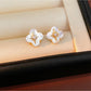 Earedge - Alloy Floral Synthetic Zircon Stud Earrings