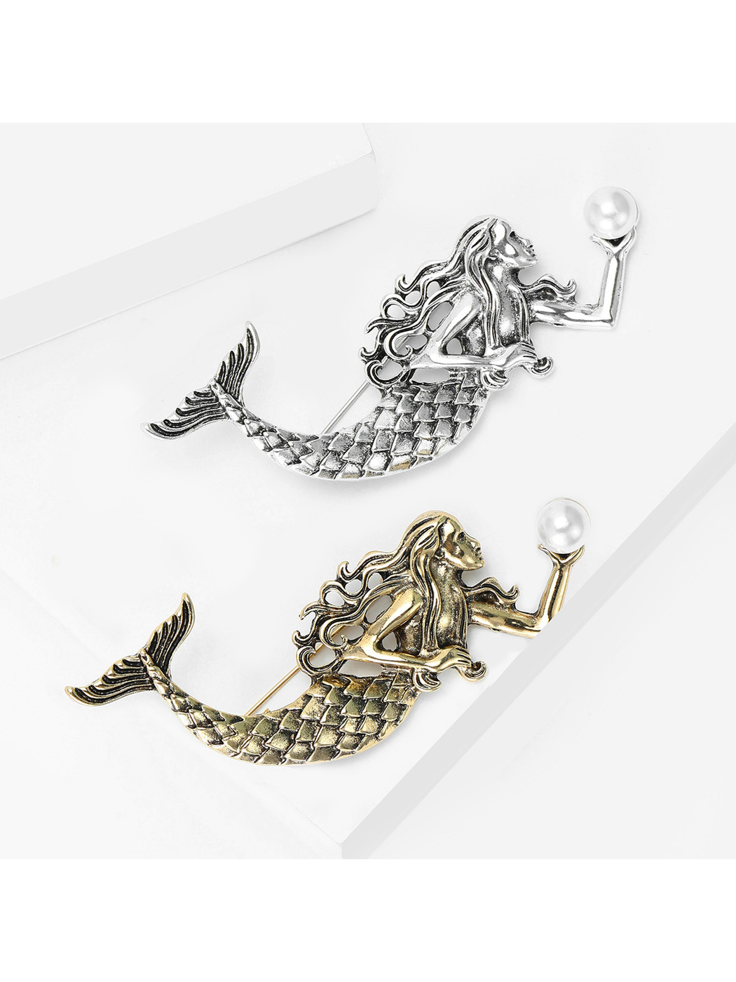 Brovia - Vintage Mermaid Figure Alloy Brooch Pin