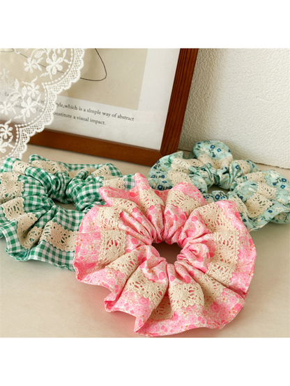 Gifty - Lace Trim Floral High Elasticity Scrunchie