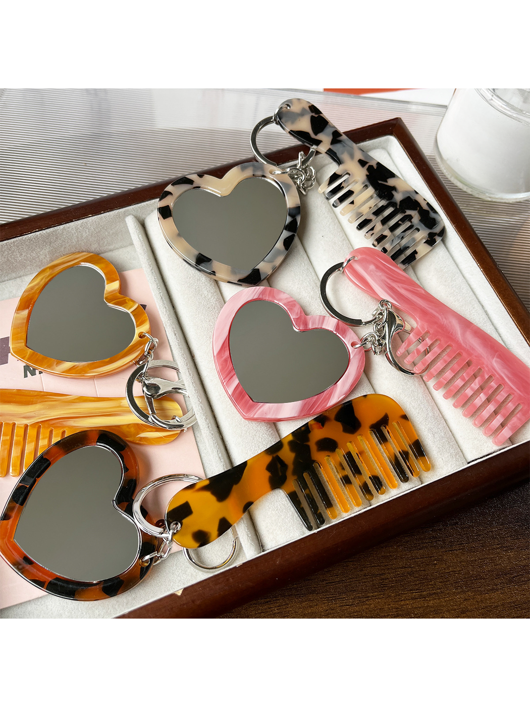 Keypus - Heart Mirror Comb Keychain